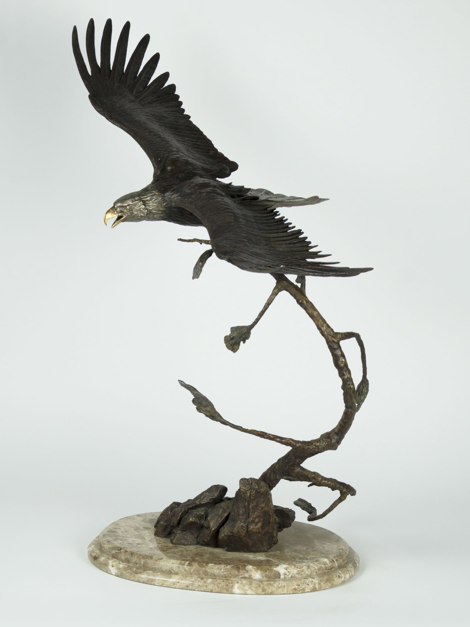 Douglas Van Howd, Wings of Freedom (Maquette): Douglas Van Howd b.1935 Wings of Freedom (Maquette) bronze with 24k gold-plated beak and feet, nickel-plated head and tail wing, edition 2 of 50 inscribed: Van Howd 2 (stamped) / 50 35 1/2 x 22 x 27