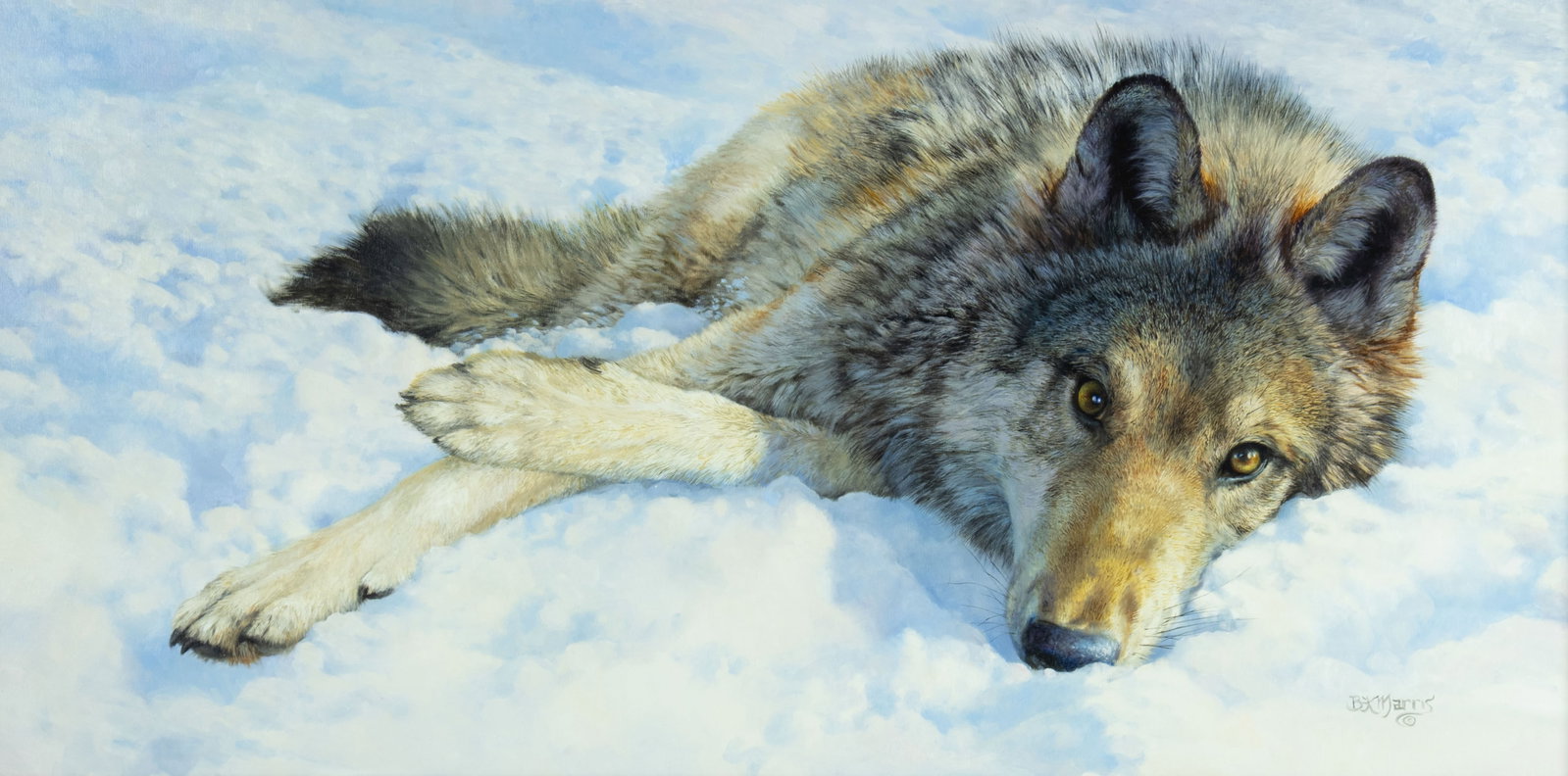 Bonnie Marris, Cold Comfort: Bonnie Marris b.1951 Cold Comfort oil on canvas signed lower right: BKMarris © 24 x 48 in., Frame: 35 1/2 x 59 3/8 x 4 in. Provenance: Private Collection, Jackson, WY