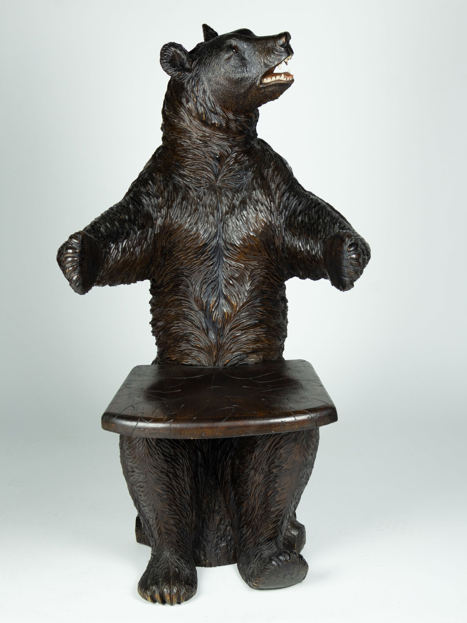 Attributed to Peter Trauffer, Swiss Carved Bear Chair, c. 1890-1910 (1 of 5)
