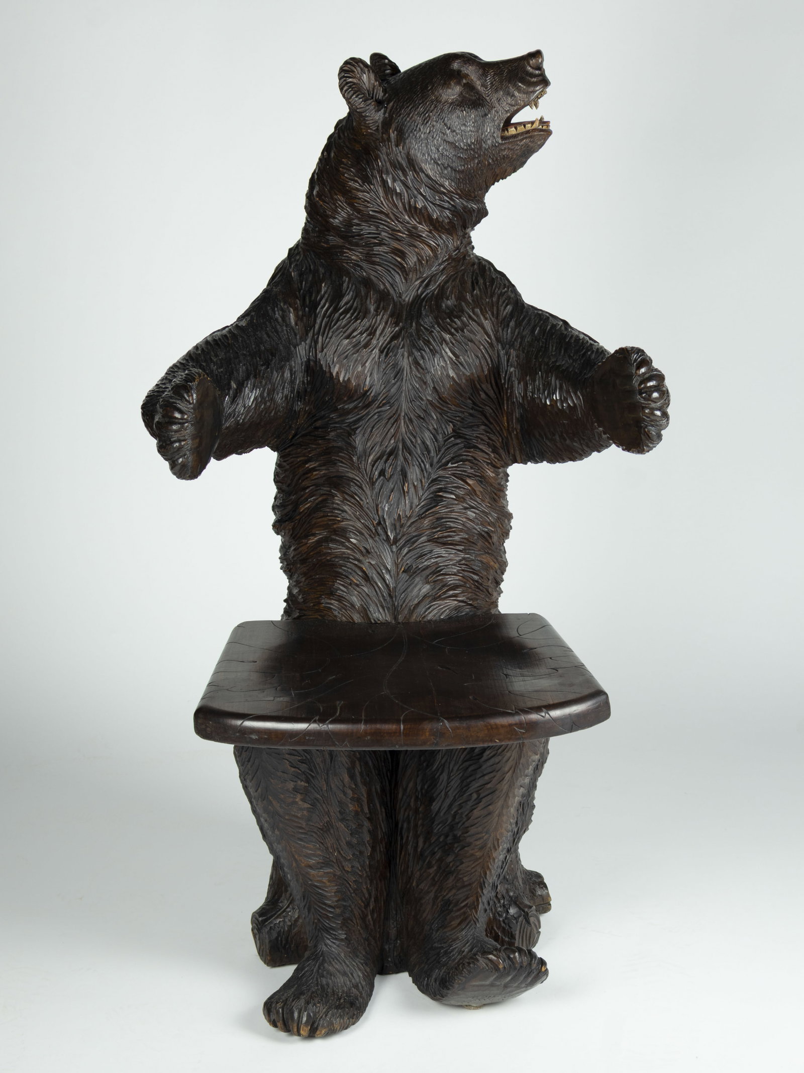 Attributed to Peter Trauffer, Swiss Carved Bear Chair, c. 1890-1910 (1 of 5)