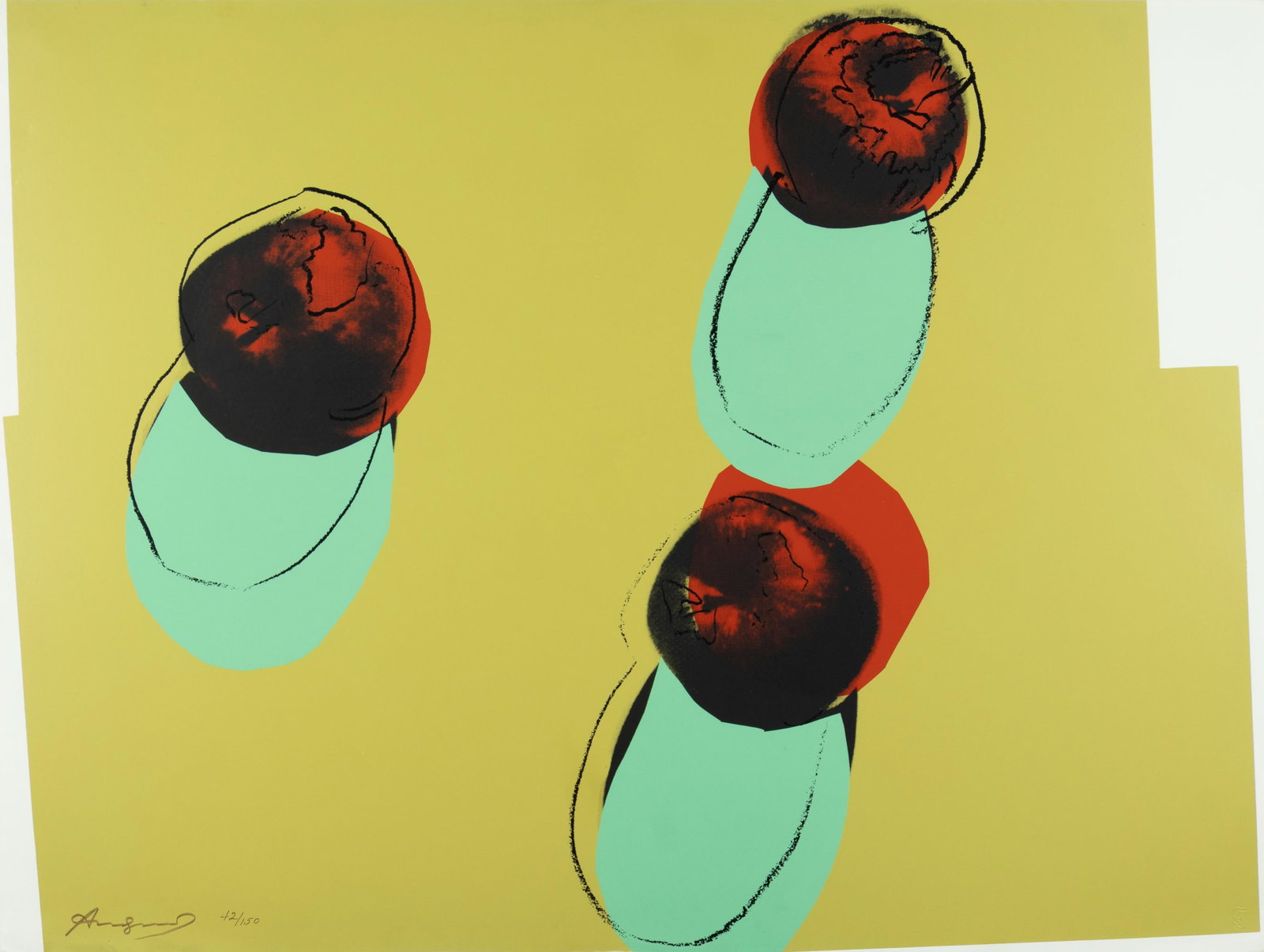 Andy Warhol, Space Fruit: Apples, 1979: Andy Warhol 1928-1987 Space Fruit: Apples, 1979 screenprint on Lenox Museum board, edition 42 of 150 signed and editioned lower left: Andy Warhol 42/150 30 x 40 in., Frame: 32 1/4 x 42 1/4 x 1 1/2 in.