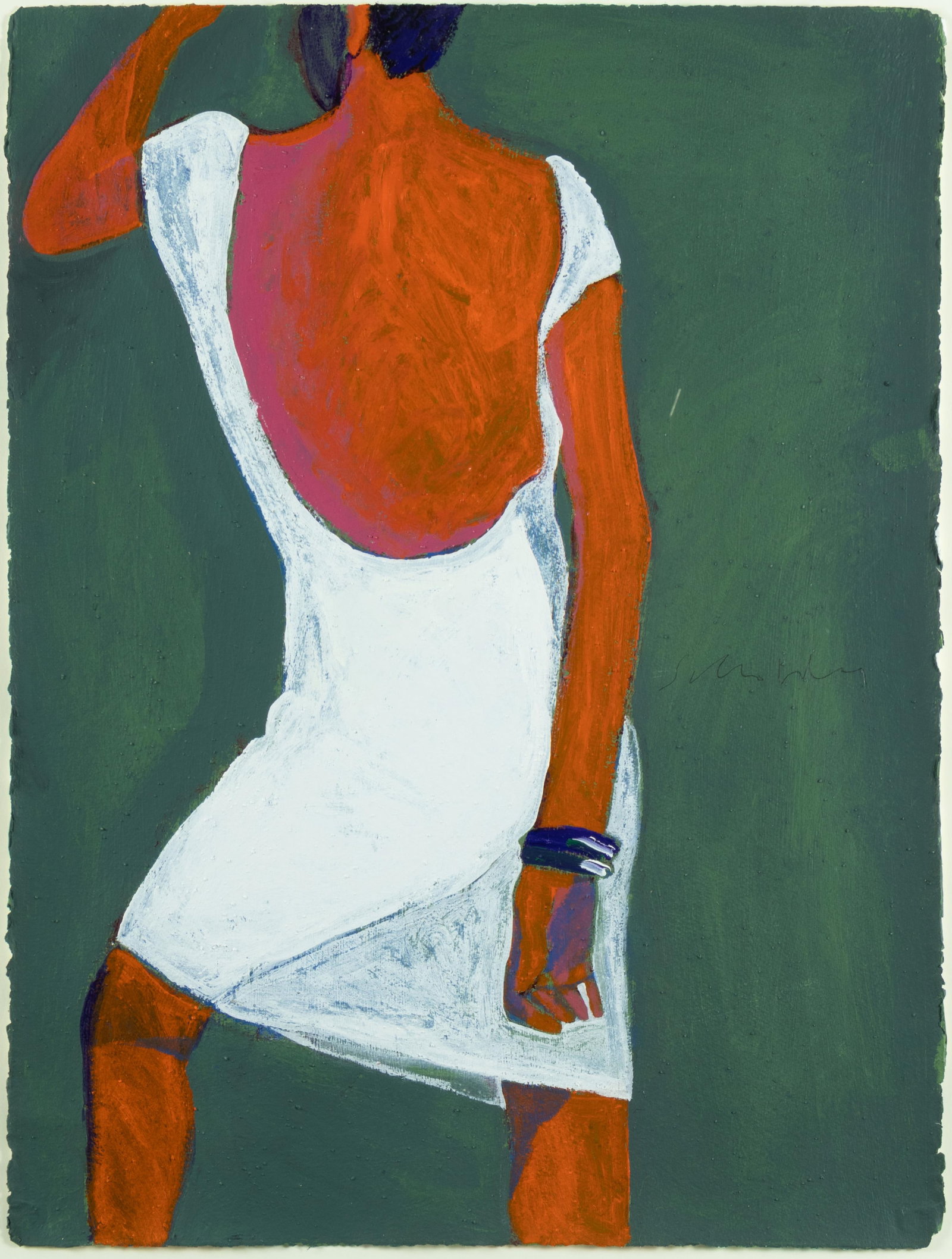 Fritz Scholder, Mystery with White Dress, 1987: Fritz Scholder Luiseño, 1937-2005 Mystery with White Dress, 1987 acrylic on paper signed: center right verso: titled and dated 29 3/4 x 22 3/8 in., Frame: 38 x 30 3/8 x 1 1/2 in. Provenance: