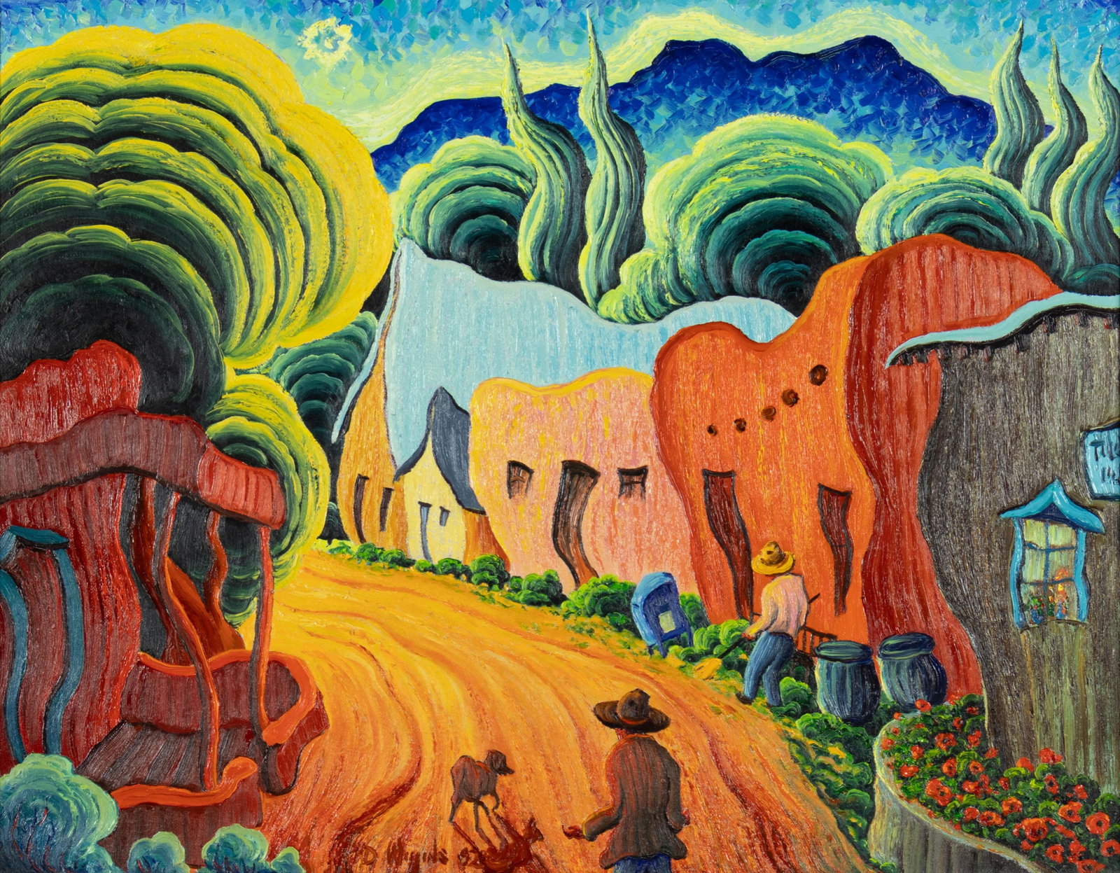 Kim Wiggins, Morning Star Over Canyon Road, 1992: Kim Wiggins b.1960 Morning Star Over Canyon Road, 1992 oil on canvas signed and dated lower center: KD Wiggins 92 22 x 28 in., Frame: 30 x 36 x 3 1/2 in. Provenance: Altermann & Morris Galleries,