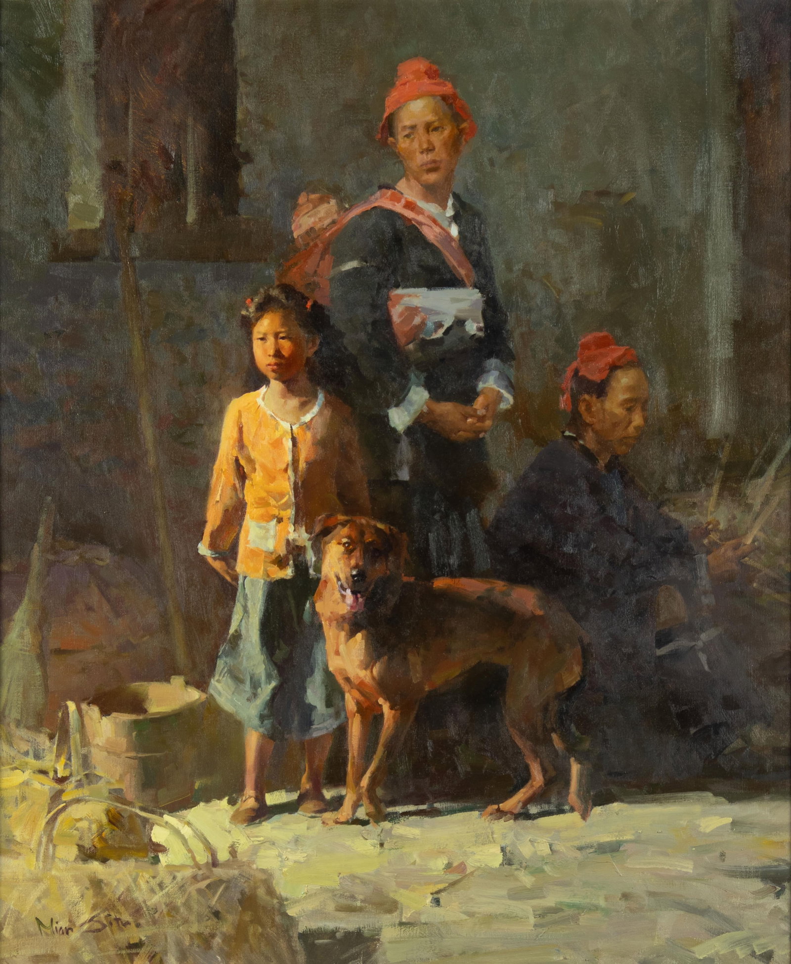 Mian Situ, Friends: Mian Situ b.1953 Friends oil on canvas signed lower left: Mian Situ verso: titled and signed 36 x 30 in., Frame: 42 7/8 x 36 7/8 x 2 7/8 in. Provenance: Trailside Galleries, Jackson, WY & Scottsdale,