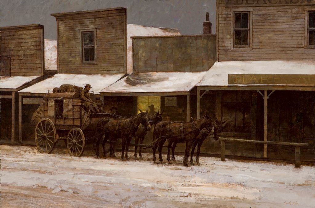 Morning Departure: Riley, Kenneth, (1919- ), 24 x 36 inches, oil on board, signed lower right