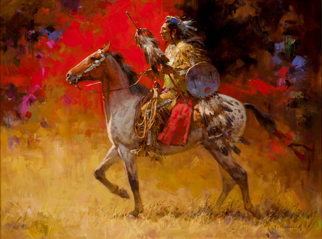 Dance of the Wheel Lance by Roy Andersen: Andersen, Roy, oil on canvas, 30 x 40
