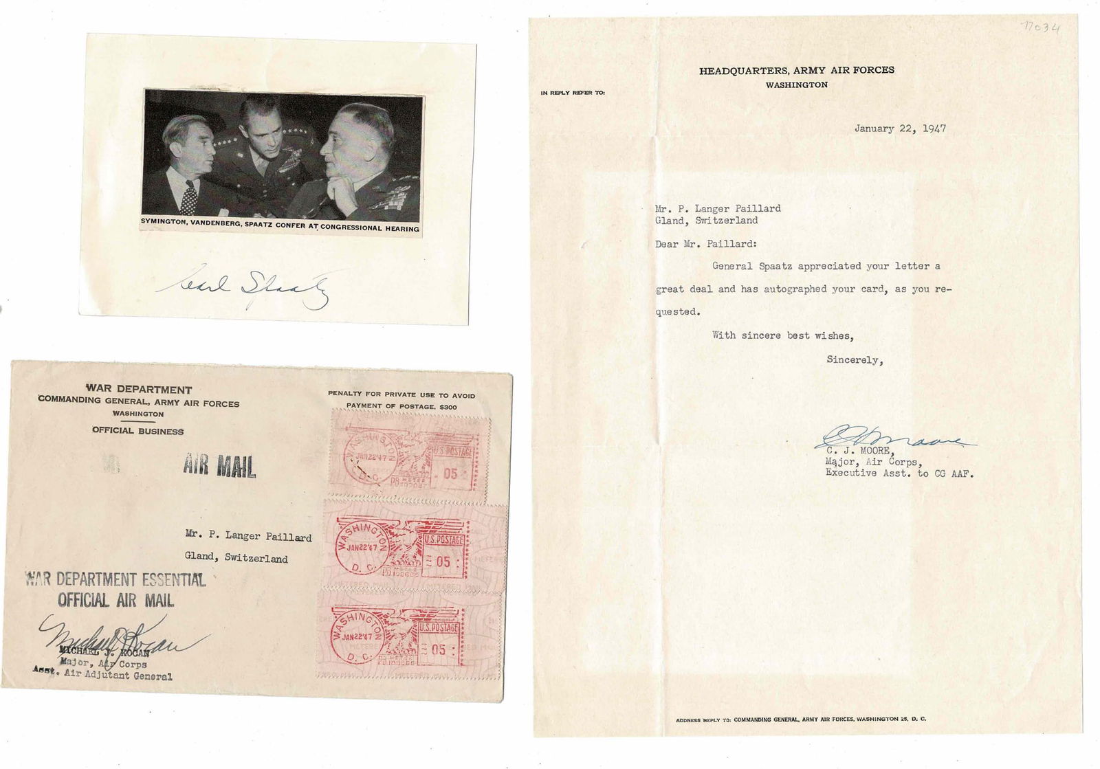 HISTORY - SPAATZ Carl (1891 - 1974) - Signed printed photograph (1 of 1)