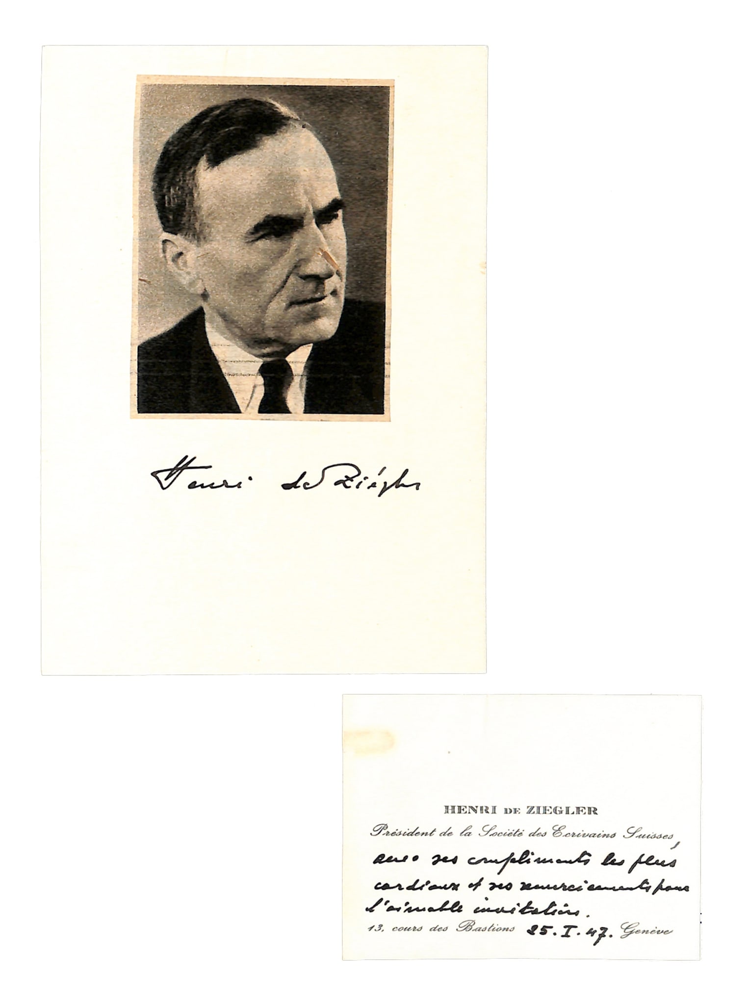 LITERATURE - ZIEGLER Henri Geneva, 1906 - ib., 1970 - Philologist and Writer with a Thoughtful Pen (1 of 1)