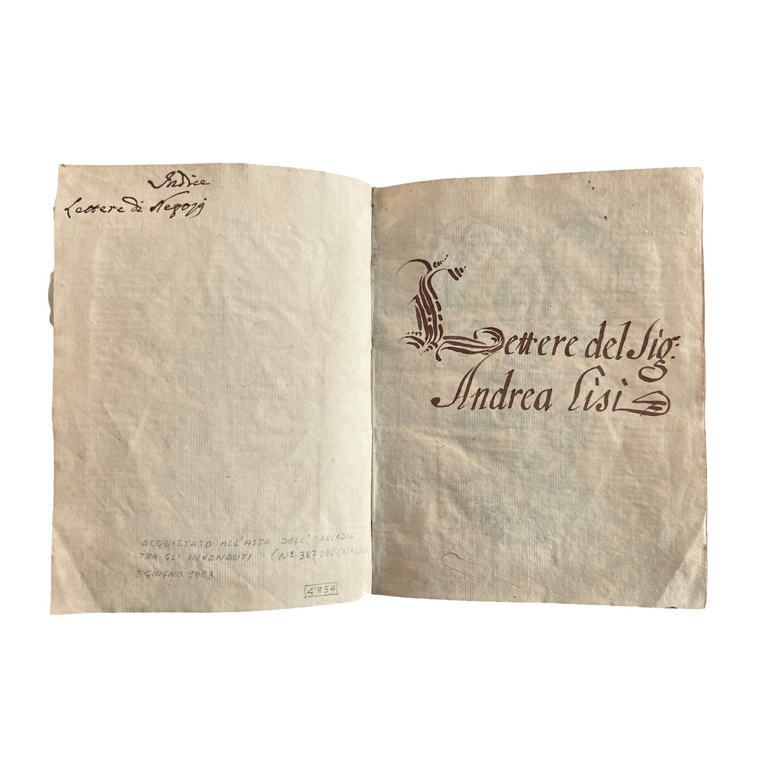 [HISTORY] - [XVIIth century - Vatican Diplomacy - Rome] - [Vatican Diplomacy – 17Th-Century: Bound volume with copies of letters by Andrea Lisi. Numerous letters to the Senator of Rome reveal Lisi's role in papal diplomacy. The French bombardment of Genoa (1684) is mentioned as a current even