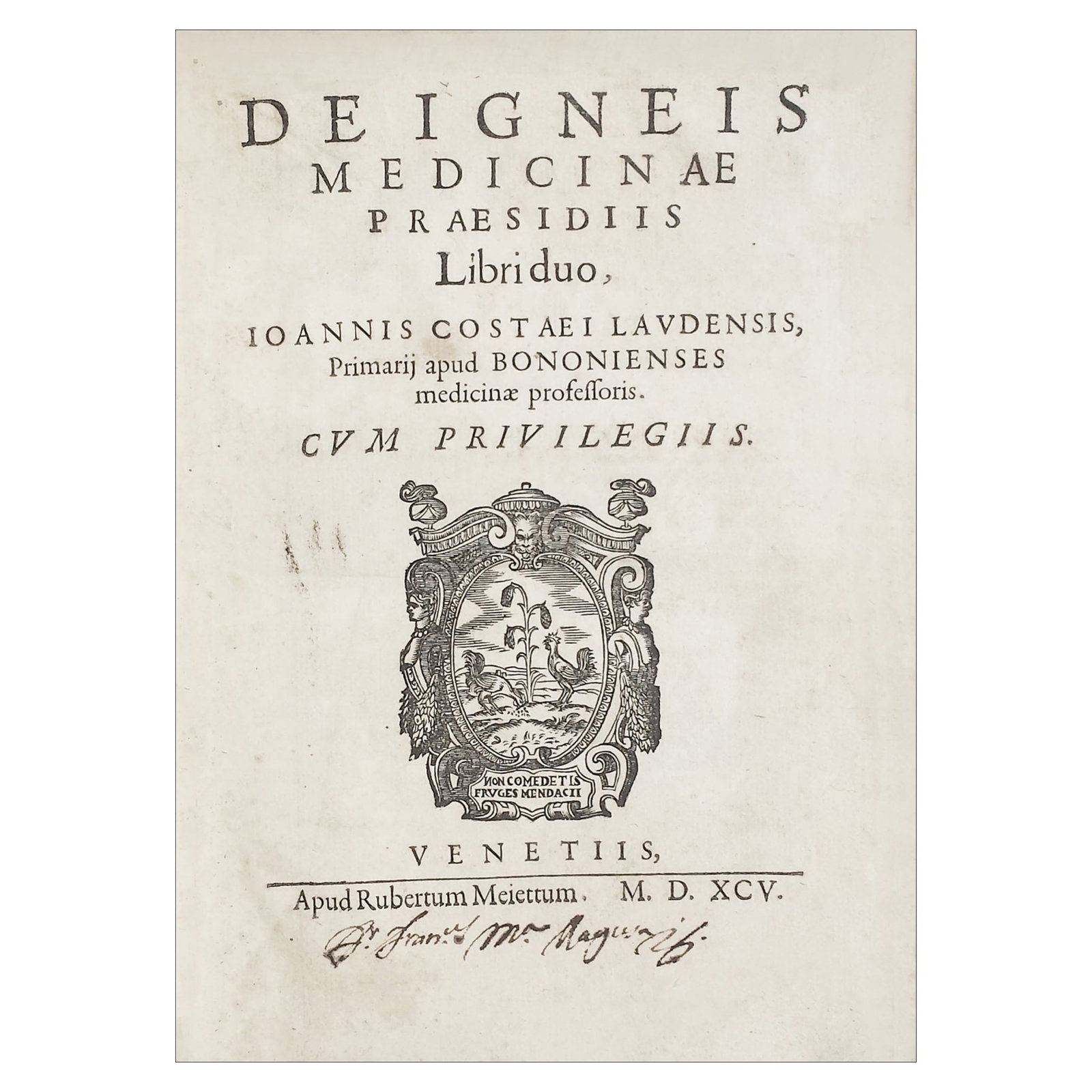 [SCIENCE AND MEDICINE] - COSTEO Giovanni (1528 - 1603) - 1595. The Art Of Cauterizing (1 of 1)