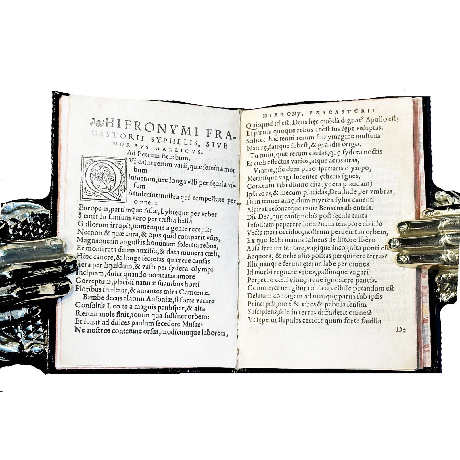 [SCIENCE AND MEDICINE] - FRACASTORO Hyeronimi (1478 - 1553) - The Most Important Poem On Epidemics.: FRACASTORO, GIROLAMO. HYERONIMI FRA- | CASTORII SYPHILIS, | SIVE MORBVS | GALLICUS. [No printer, no date but presumably Italy: ca. 1530]. 12mo, attractive 18th century dark blue-green morocco with the
