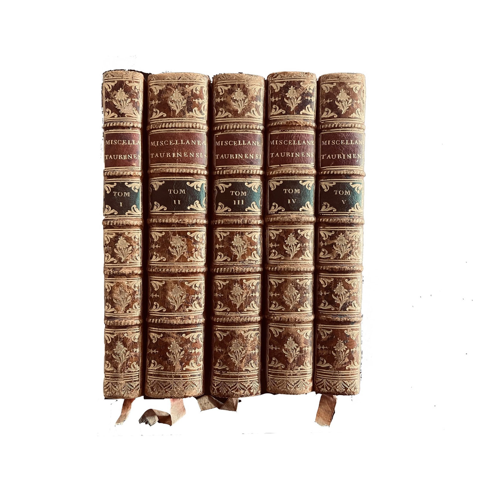 [SCIENCE AND MEDICINE] - LAGRANGE Joseph-Louis [et al.] (1736 - 1813) - [Turin Mathematical Society: “Miscellanea Philosophico-Mathematica Societatis Taurinensis” Turin, Tipografia Regia, 1759–1773. 5 vols, 4to. Complete set of the publications of the Turin Mathematical Society, con