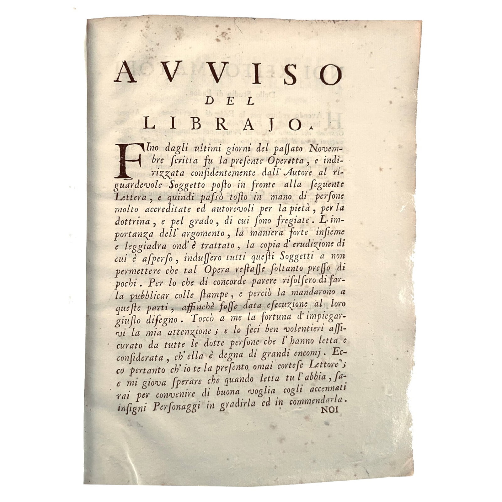 [LITERATURE] - LUGIATO Andrea (XVIIIth century) - [Religion And Occultism – Jesuit Critique Of: “Osservazioni sopra l'opuscolo che ha per titolo Arte Magica Dileguata, di un prete dell'oratorio. Venezia, presso Simone Occhi, 1750. In-4, 3 cc. 100 pp. Complete. Contemporary binding in full 