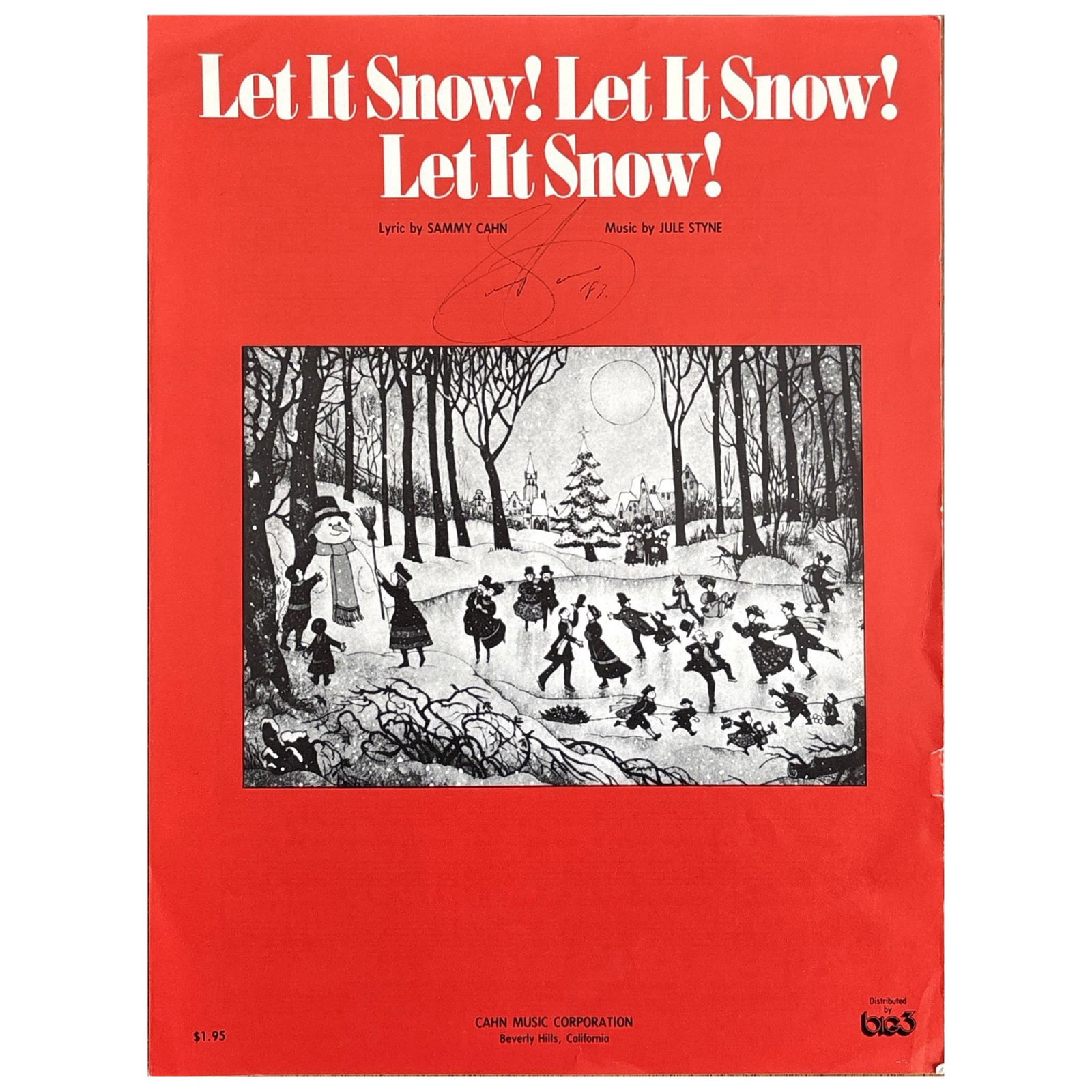 [MUSIC] - CAHN Sammy (1913 - 1993) - A Timeless Song: Cahn’s Signature On A Holiday Classic: Autograph signature on the cover of a music score book by the American lyricist, best known for his song “Let It Snow! Let It Snow! Let It Snow!” (1945). 3 pp. (2 music score pages) in-4. 
