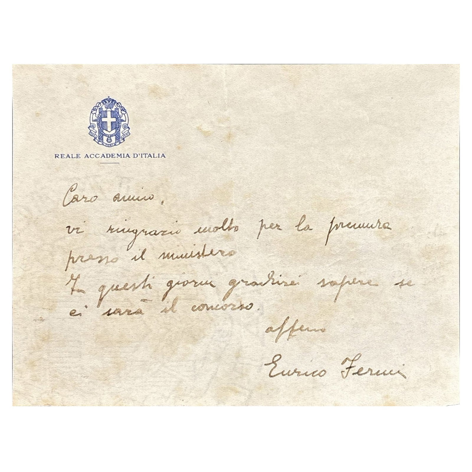 [SCIENCE AND MEDICINE] - FERMI Enrico (1901 - 1954) - Scientific Matters And Bureaucracy: Fermi (1 of 2)
