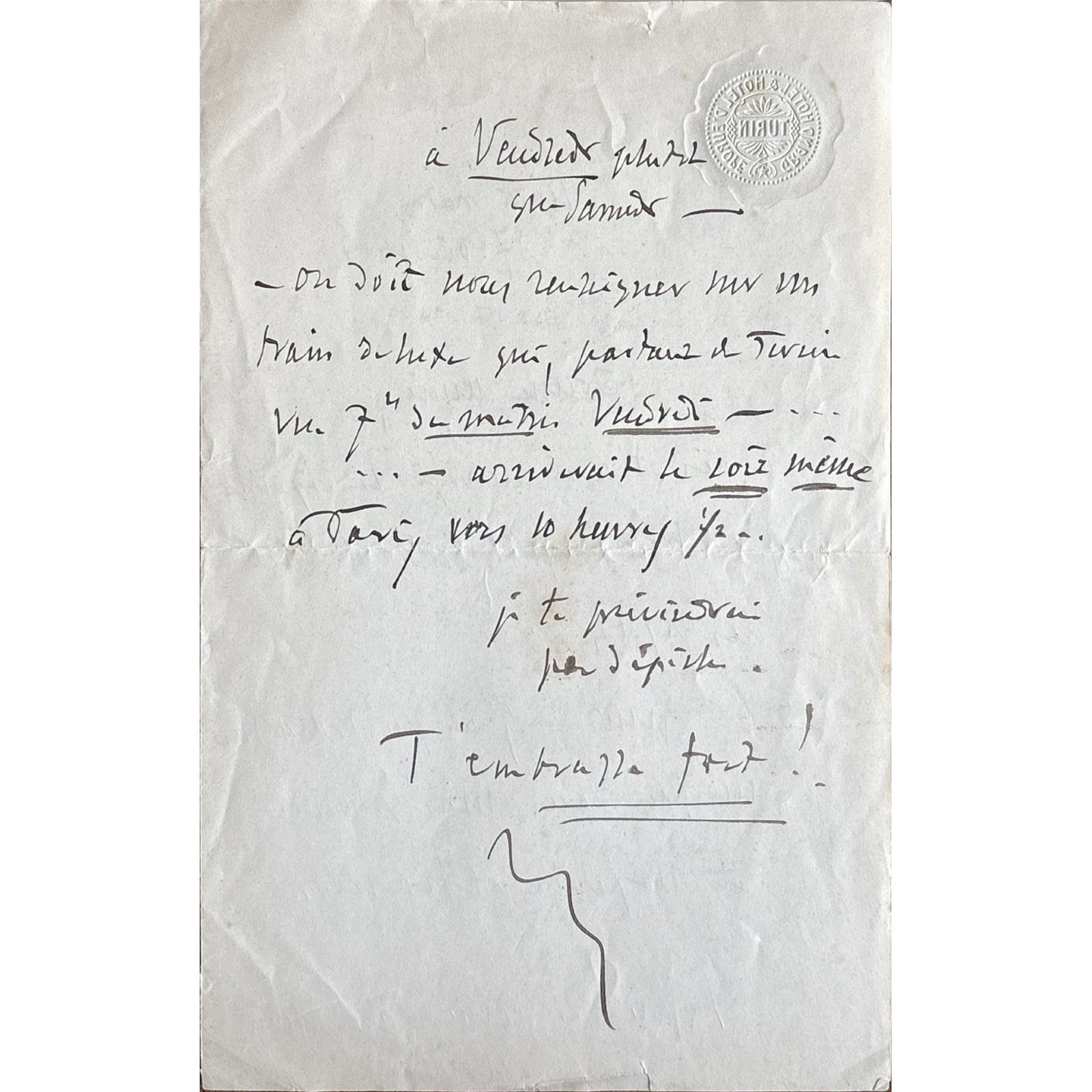 [MUSIC] - MASSENET Jules (1842 - 1912) - Daily Life Of A Composer: Massenet’s Intimate Letters: 23 autograph letters (most signed with an initial), dated 1907, to his wife Louise Massenet “Ninon” or his daughter Juliette (one to his son-in-law Léon Bessand); 63 pages, in-8 or in