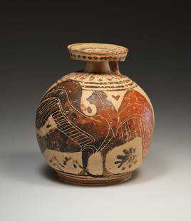 A CORINTHIAN LARGE POTTERY ARYBALLOS WITH SIREN: "