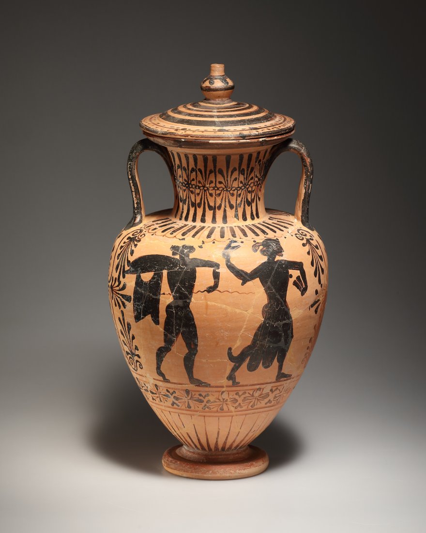 AN ETRUSCAN BLACK-FIGURE AMPHORA WITH LID (1 of 6)