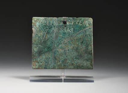 A GREEK BRONZE VOTIVE PLAQUE WITH INSCRIPTION: ARTEMIS LOCHIA: "