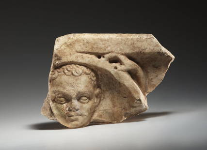 TWO ROMAN MARBLE RELIEF FRAGMENTS: "