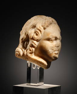 A ROMAN MARLE HEAD OF EROS: "