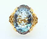 18 kt Yellow gold - Ring - 8.65 ct Aquamarine - Diamonds