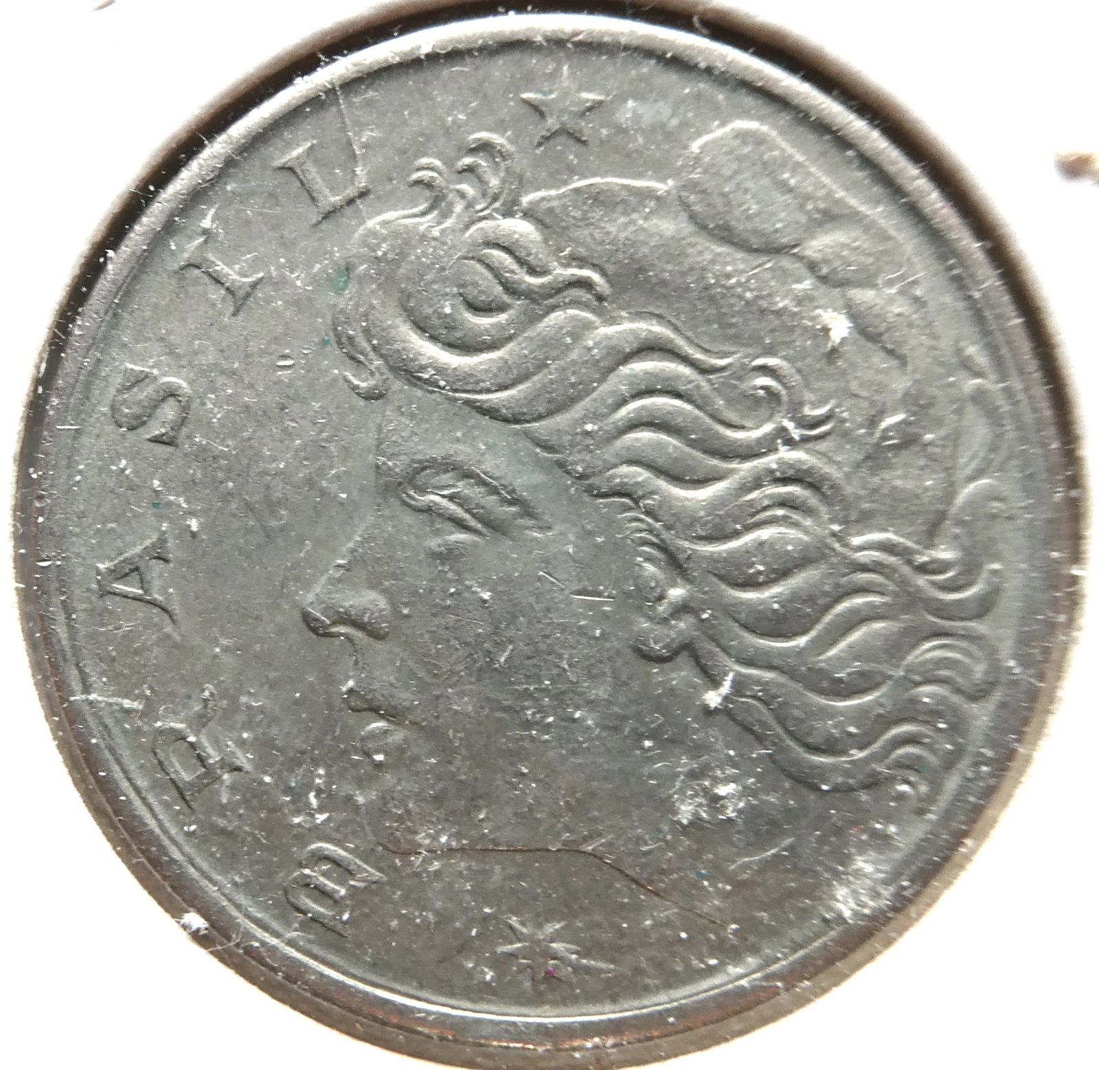Coin, Brazil, 20 Centavos, 1967: CountryBrazilDenomination20 centavosYear1967-1970PeriodBrazilian Cruzeiro (1942 - 1986)Coin typeCirculation coinsCompositionCopper-NickelEdge typeReededShapeRoundAlignmentCoin (180Â°)Weight (gr)7.86