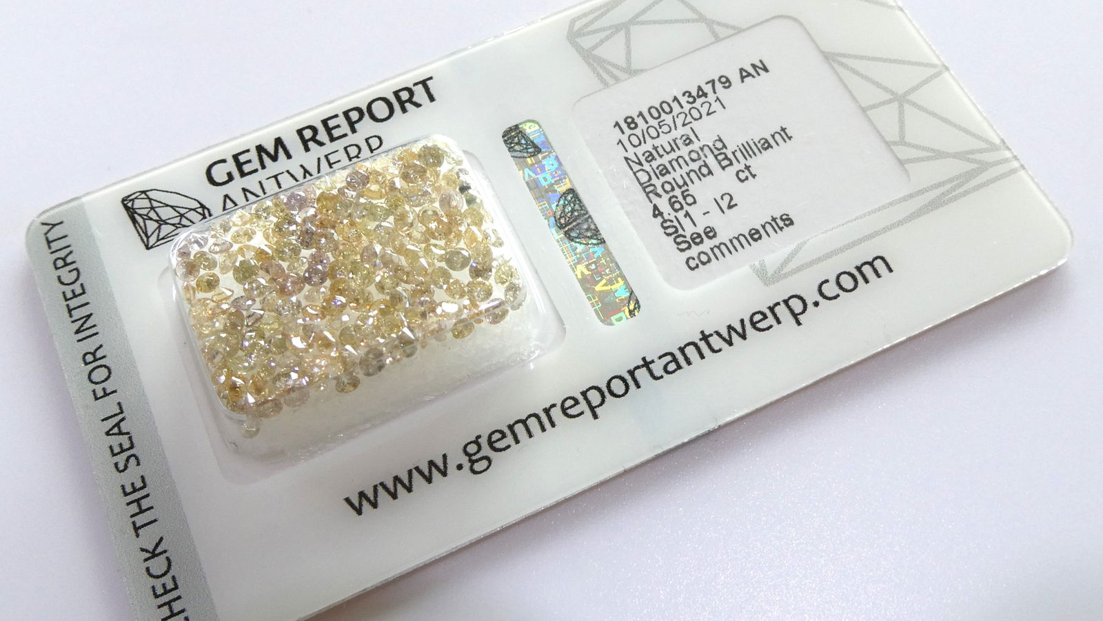 Certified natural loose diamond lot, 169 pc, 4,65 ct, Gem Report Antwerpen SI1 (1 of 6)