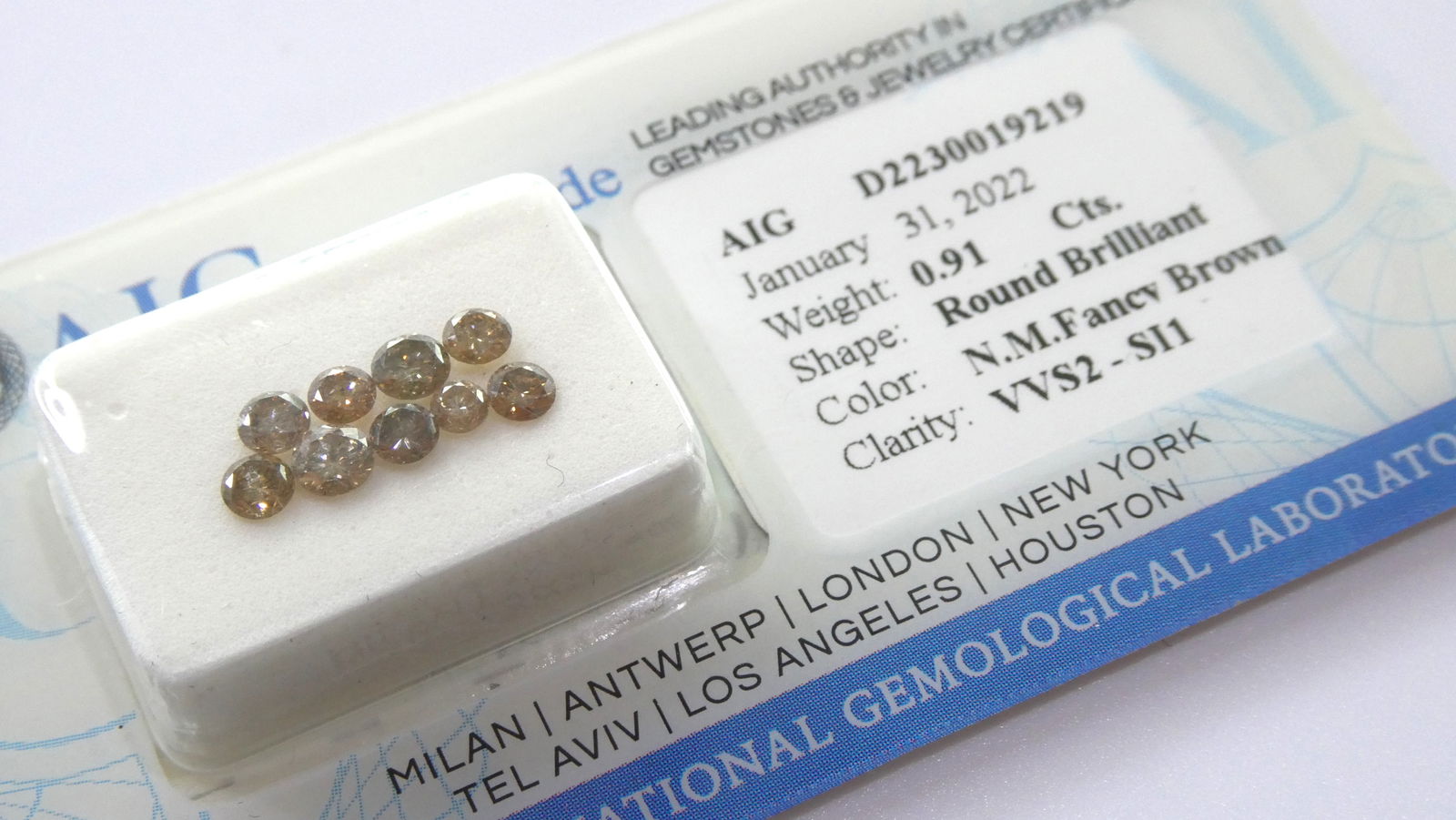 AIG certificate 9 pcs Dimonds lot - 0.91 ct - Brilliant - VVS2-SI1 (1 of 6)