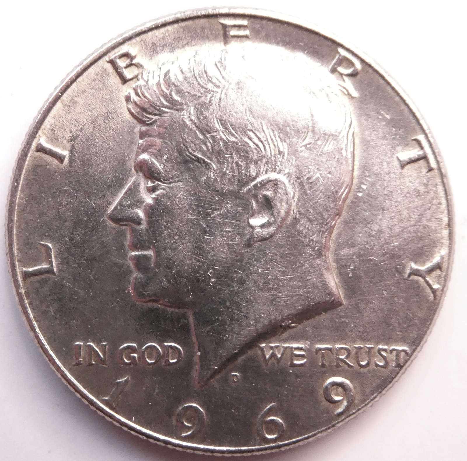 Kennedy Half Dollar Silver coin 1969: Country USA, Denomination½ dollar, Year 1969, Subject Kennedy Half Dollar, Period United States of America (1951 - 1980), Coin type Circulation coins, Composition Silver 0.400, Edge typeReeded,