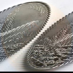 Liberia 5 dollars, 2000 RMS Titanic: IssuerLiberia PeriodRepublic (1847-date)TypeNon-circulating coinYear2000Value5 Dollars5 LRD = SEK 0.28CurrencyDollar (1943-date)CompositionCopper-nickelWeight27.33 gDiameter40.2 mmShapeRoundTechniqueM