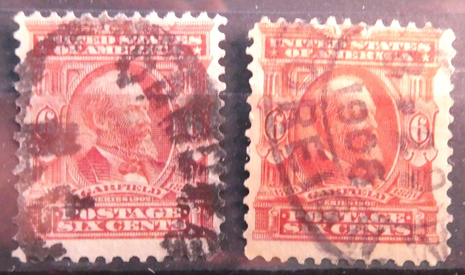 US stamp 1902-3 regular issue perforated 12,  6 cent Garfield  dark red and light red color (1 of 2)