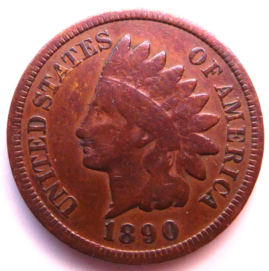 USA 1 cent, 1890 Indian Head Cent (1 of 2)