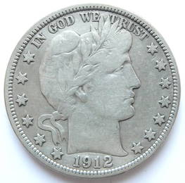 United States "Barber Half Dollar" 1912 Silver coin