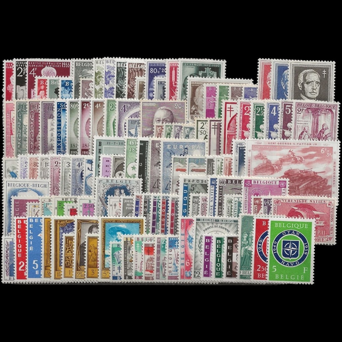 Belgium 1955/1961 - 7 volumes with blocks South Pole and Refugees - OBP/COB 961 tot 1203 + BL31/32: integral volumes, but without: "open collar", Baldwin and heraldry.This is the content according to the DAVO papers 1955, p. 68 to 1961 p. 87 + 2 blocks.Look carefully at the pictures to get your own 
