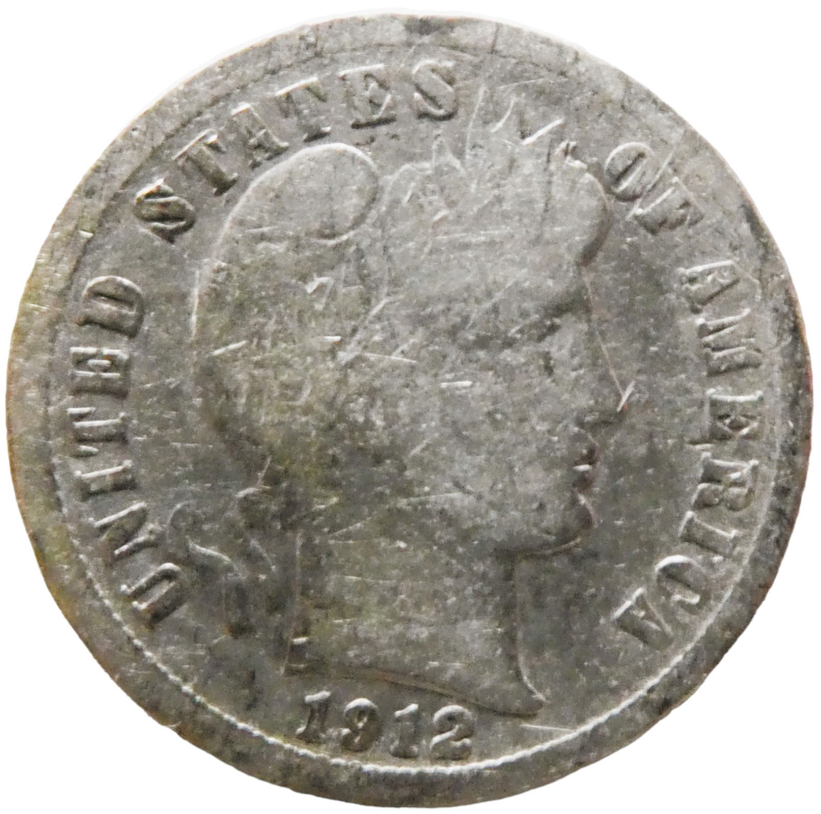 U.S. 1912-D Barber Dime Silver coin (1 of 2)
