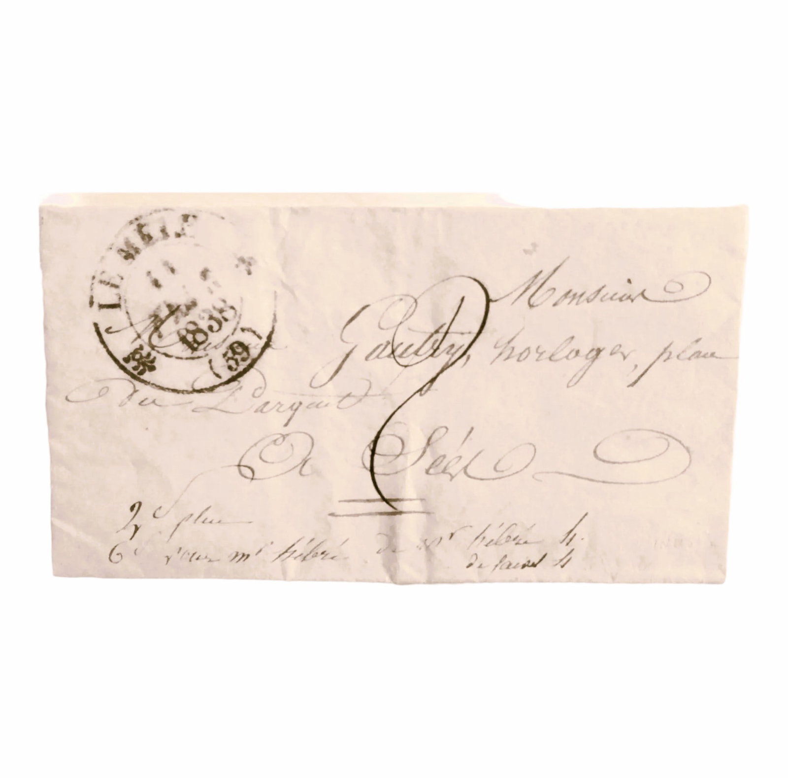 Franc Beautiful letter stamped Le Meie 11 Feb 1838 to Sees 11 Feb 1838: Franc Beautiful letter stamped Le Meie 11 Feb 1838 to Sees 11 Feb 1838