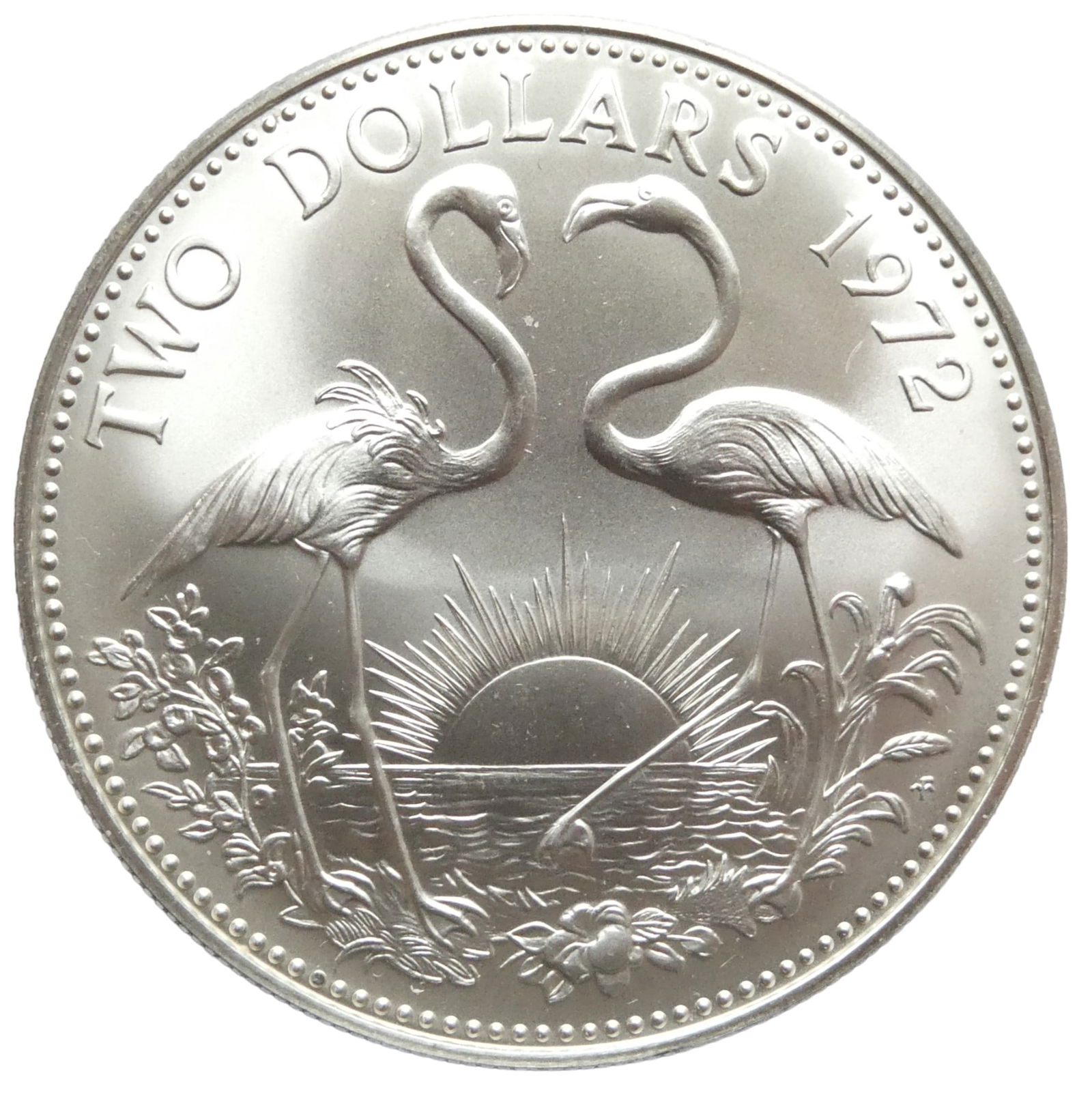 2 dollar 1973 BAHAMAS Queen Elizabeth II FLAMINGO Proof Silver Coin (29,81g) (1 of 2)