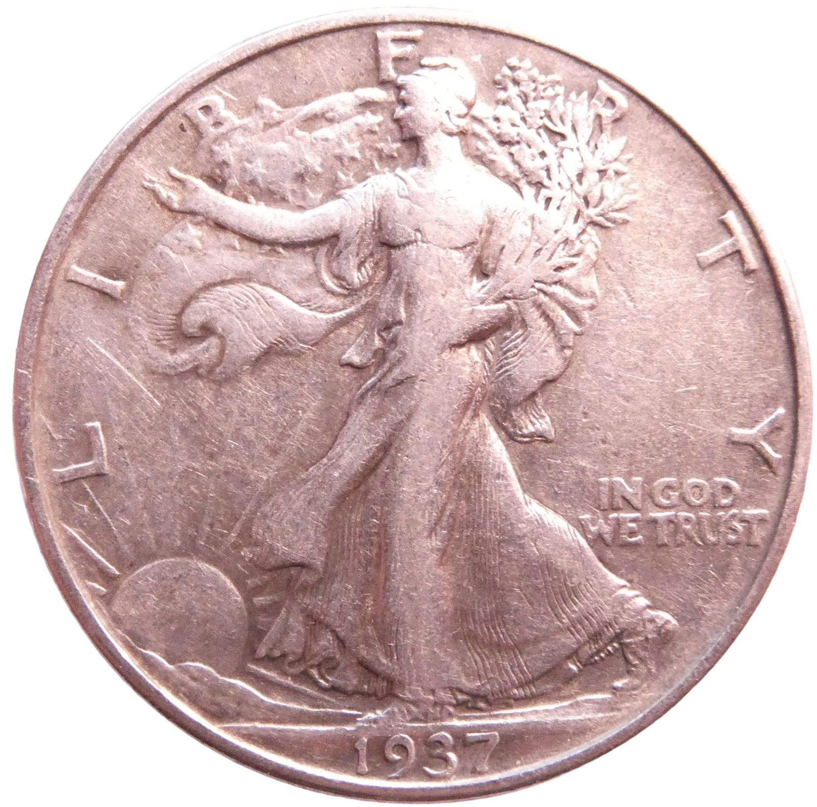 US 1937 Year Liberty Walking Half Dollars Silver coin (1 of 2)