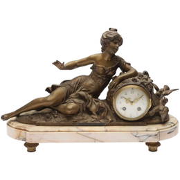 Large, table clock Louis and Francois Moreau, "Les Tourterelles", France, first half of the 1900c