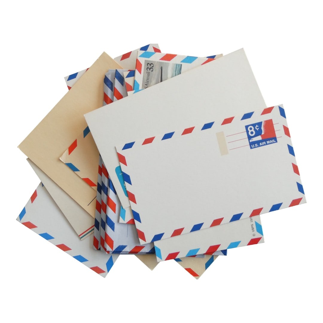 Lot of unused wrappers, Air Mail postcard and postcard 19th century (1 of 3)