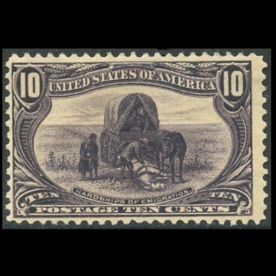 US Scott 290, 1898 Hardships of Emigration, 10c gray violet MNG stamp (1 of 1)
