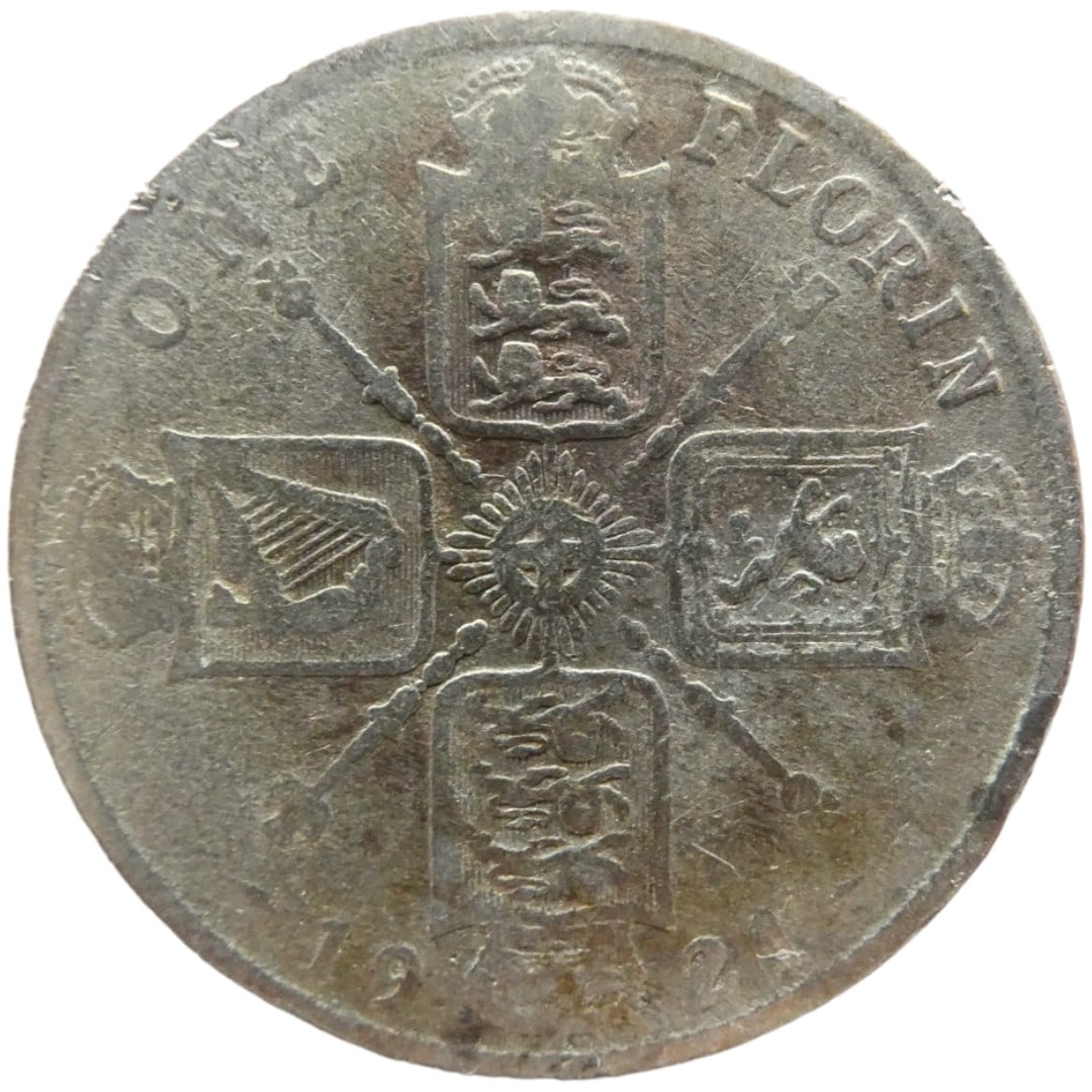 United Kingdom 1 Florin - George V 1921 silver coin (1 of 2)