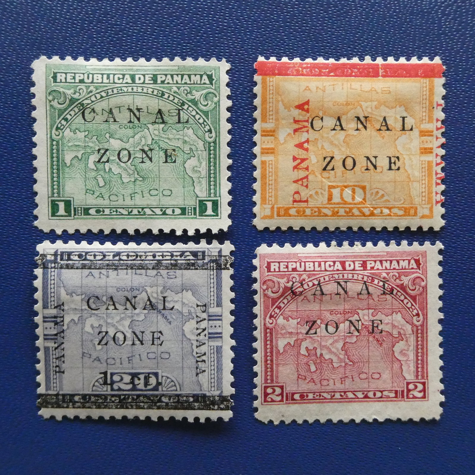 Lot of 1904, Panama Map, "CANAL ZONE" stamps MH (1 of 2)