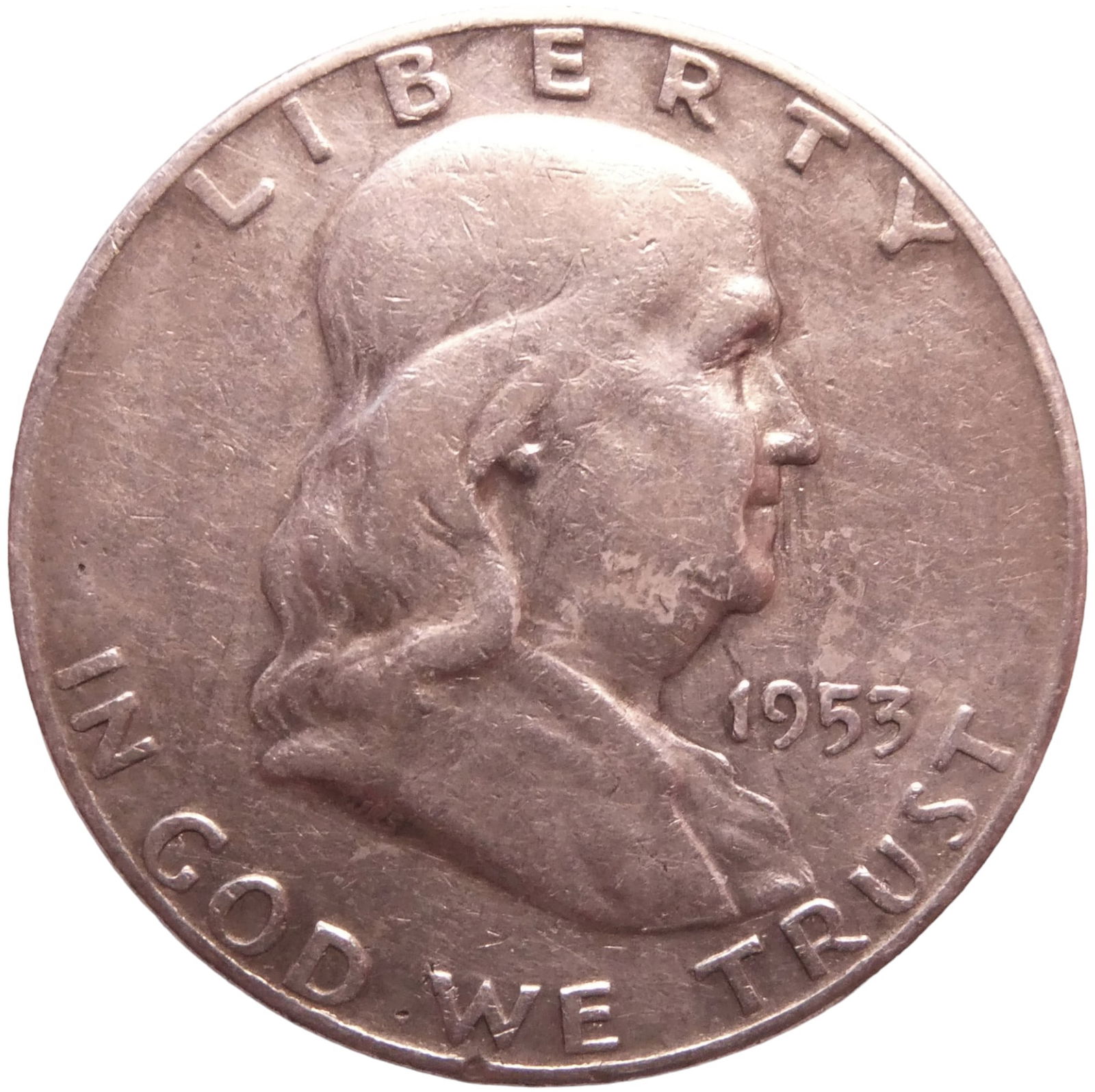 Half Dollar B. Franklin 1953 Silver coin (1 of 2)