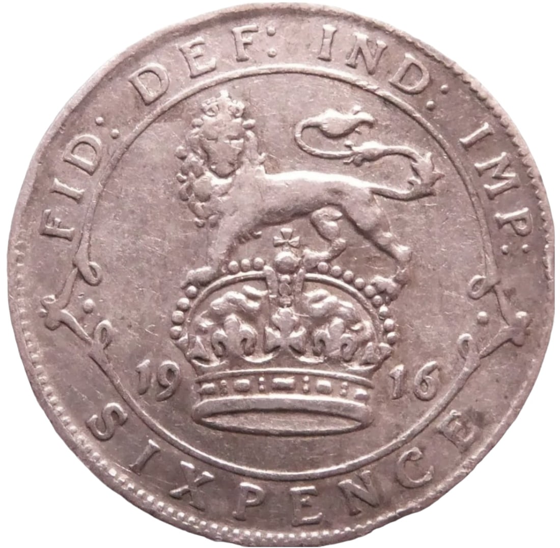 1916 UK 6 Pence - George V Silver coin (1 of 2)