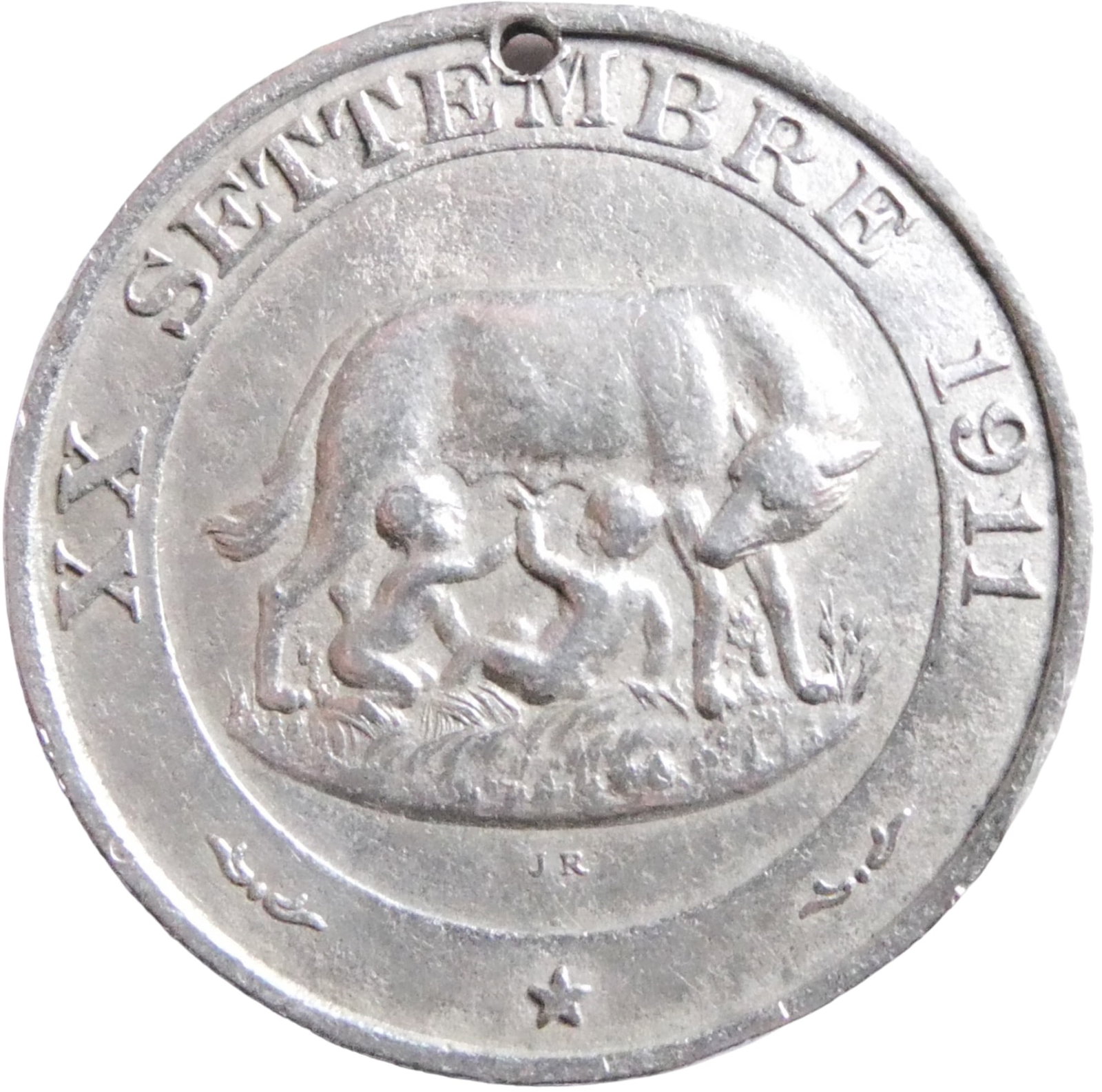 Italian Silver Token 1911 Rise of Rome "Romulus and Remus nursing the wolf": Unique Token in silver 12 grams, year 1911 the rise of Rome "Romulus and Remus nursing the wolf" has not yet found an equal