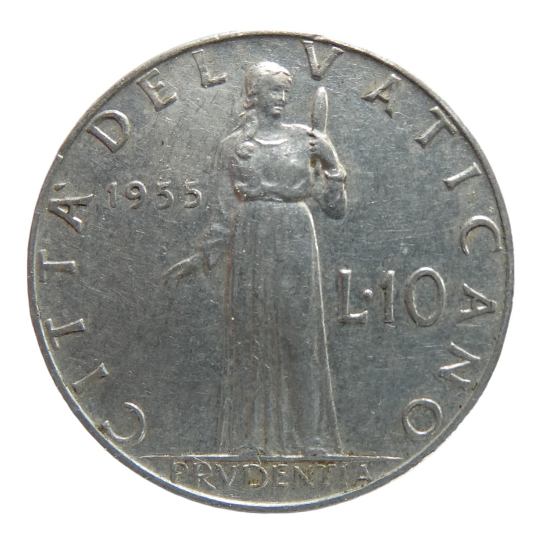 Vatican City Pope Pius XII (1939 - 1958) 10 lire 1955 KM# 52 (1 of 2)