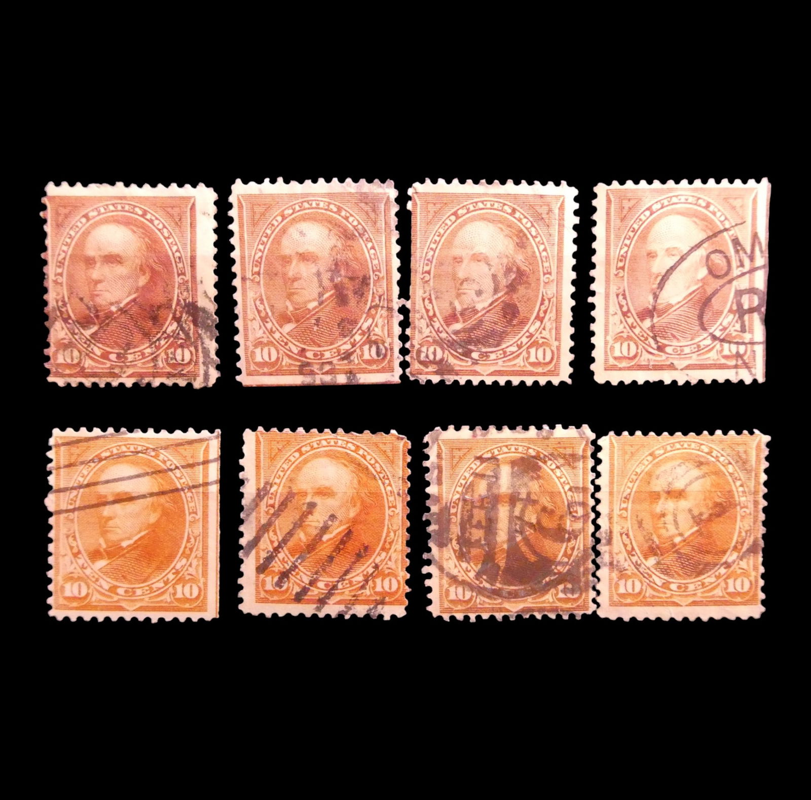 US stamp 1898-1899 10 cent Webster - orange brown - Type II and 10 cent Webster - brown - Type I (1 of 4)