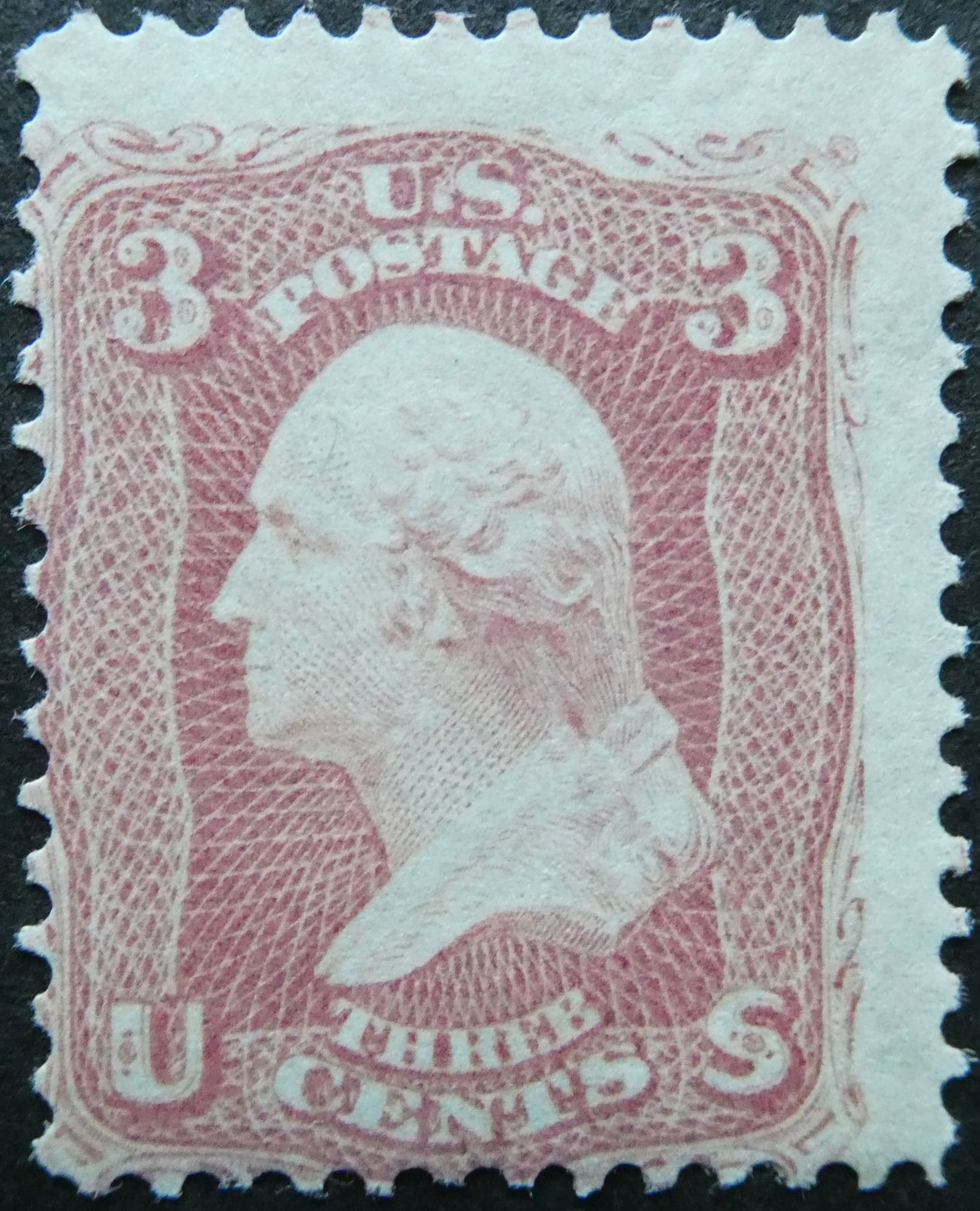 US 1861, 3¢ lake (Scott 66) MNH (1 of 2)